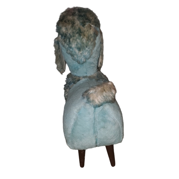 Amazing vintage plush blue poodle/childs chair with wooden legs. 22" high - Picture 5 of 14